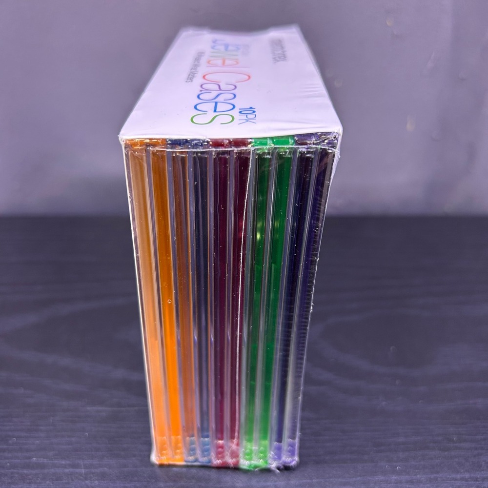 NIB SEALED Memorex Slim Color Jewel Cases 10 Pack CD DVD Media Storage - Picture 3 of 5